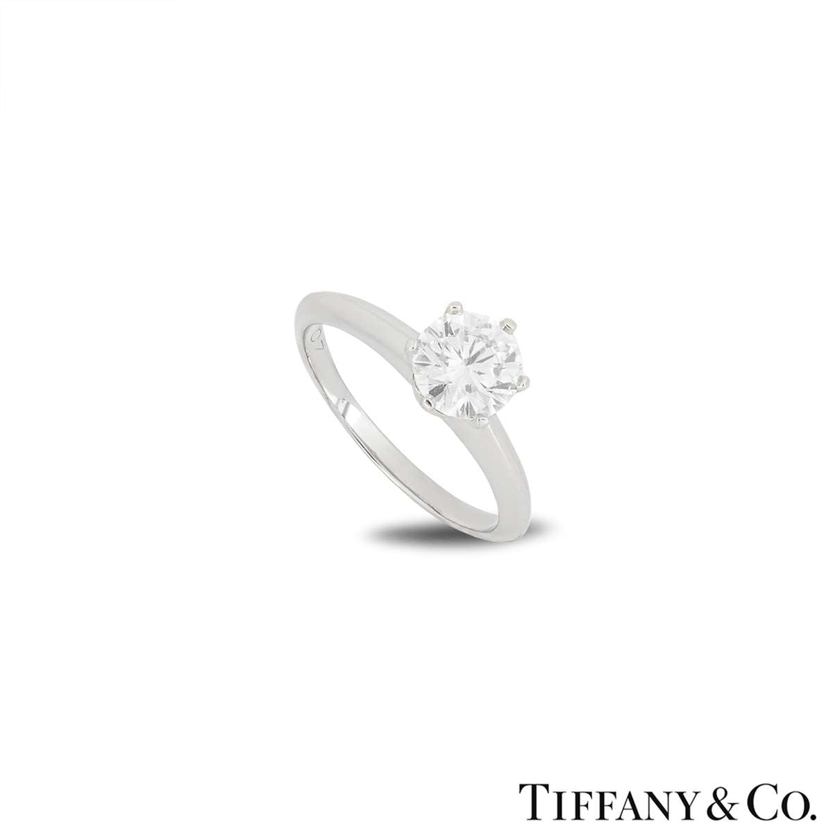 Tiffany & Co. Platinum Round Brilliant Cut Diamond Setting Ring 1.07CT E/VVS2