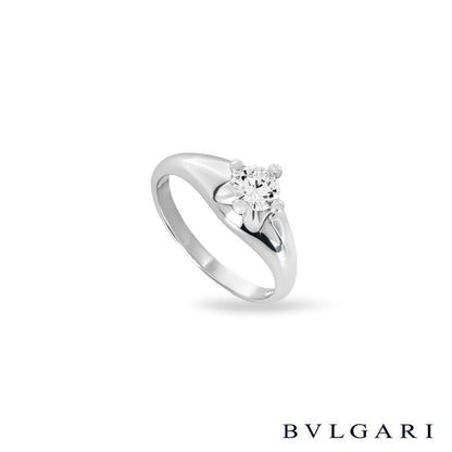 Bvlgari Platinum Round Brilliant Cut Diamond Corona Ring 0.35CT G/VVS2