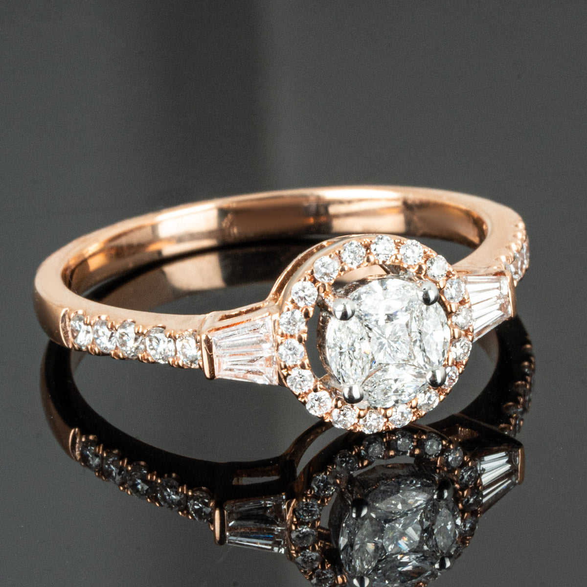 Rose Gold Diamond Cluster Ring 0.54CT