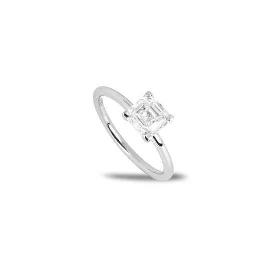 White Gold Asscher Cut Diamond Ring 1.50CT I/SI1