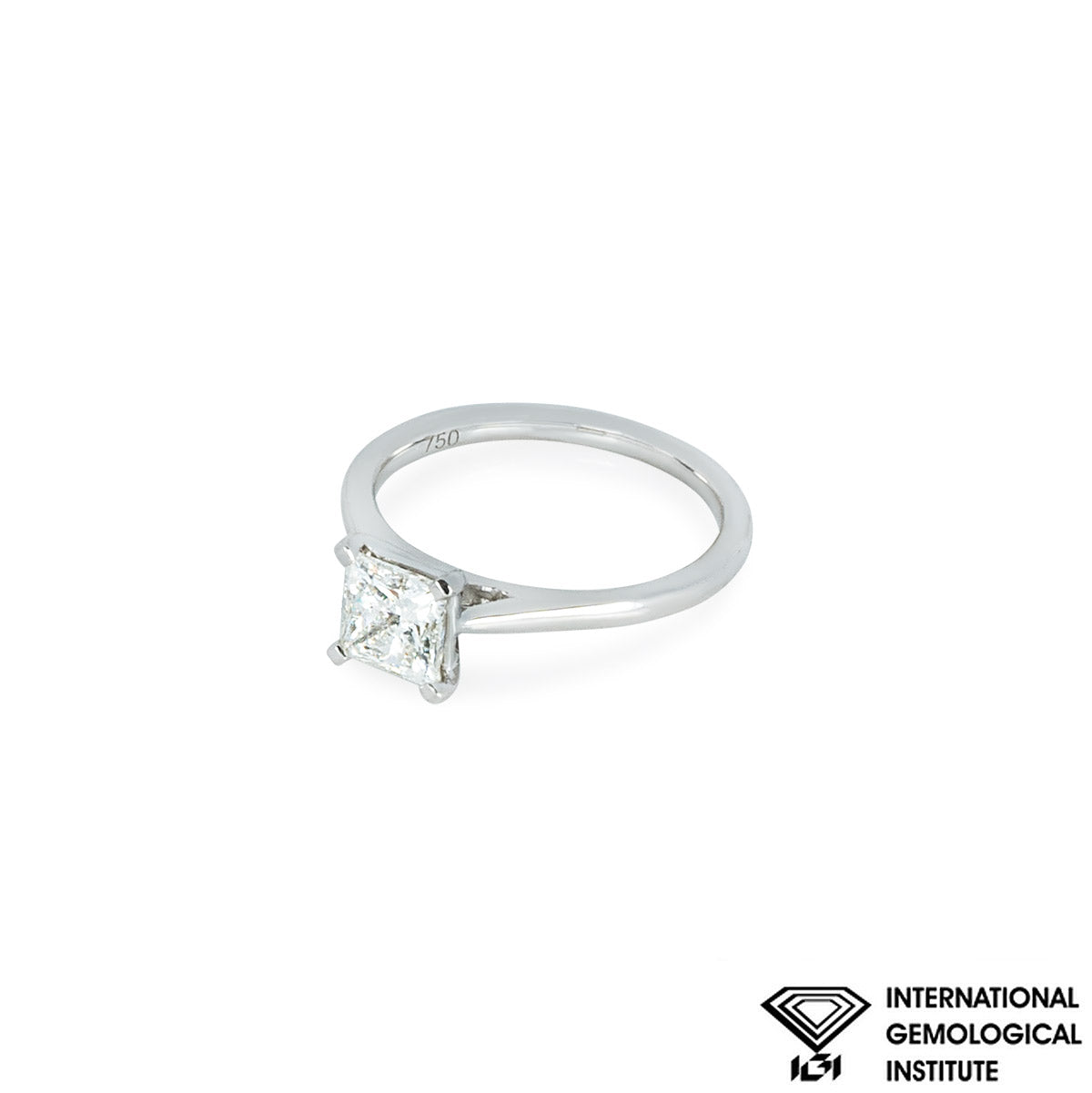 White Gold Princess Cut Lab Grown Diamond Ring 1.09CT H/VS1