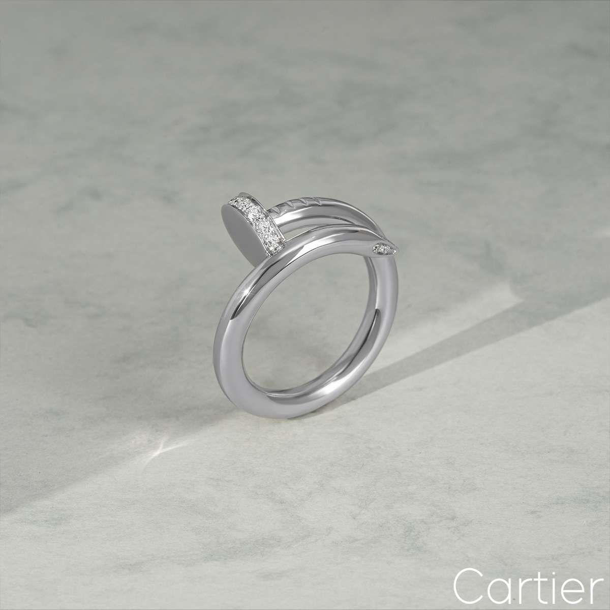 Cartier White Gold Diamond Juste Un Clou Ring Size 51 B4092700