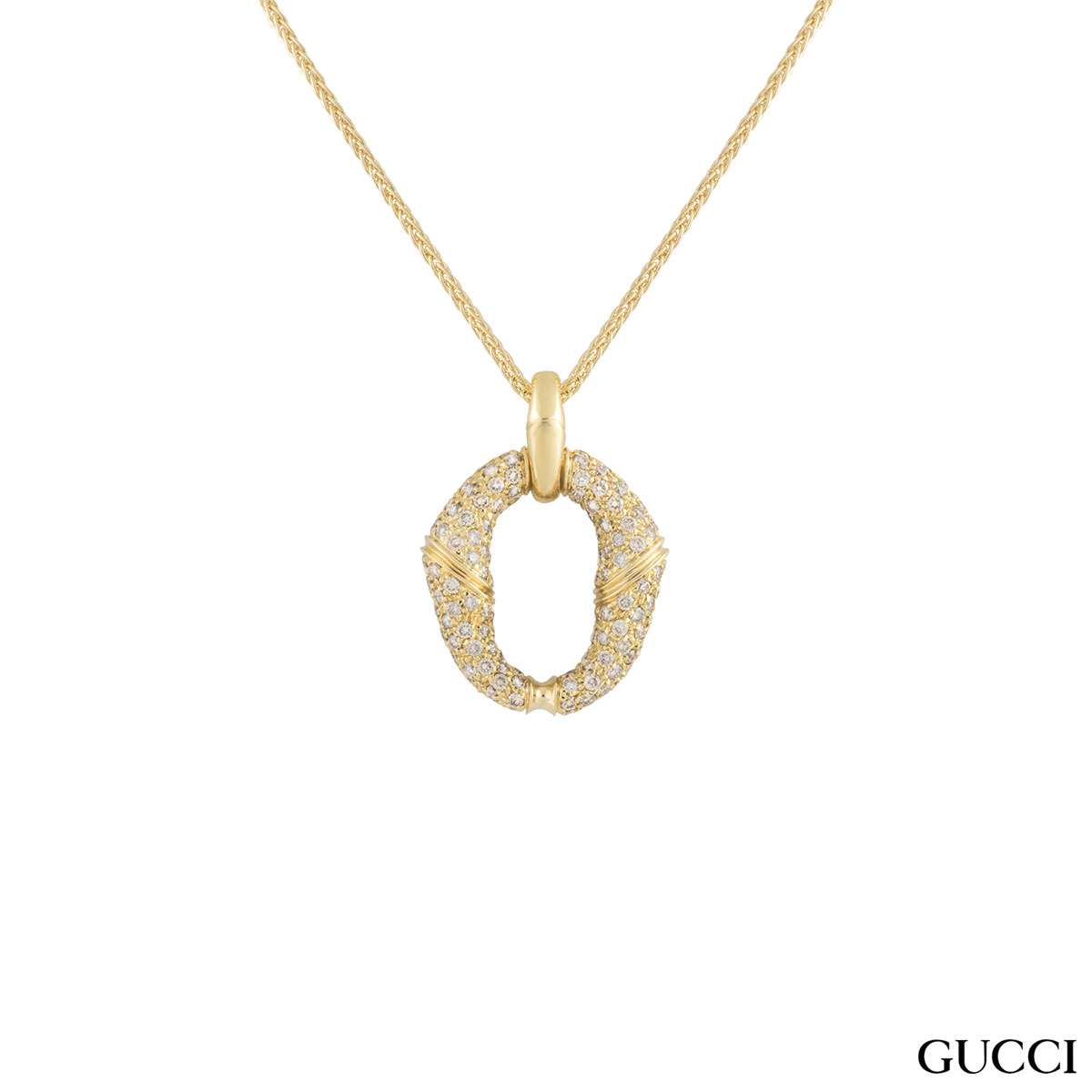 Gucci Yellow Gold Diamond Bamboo Pendant