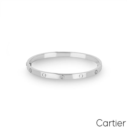 Cartier White Gold Plain Love Bracelet Sm Size 19 B6047419