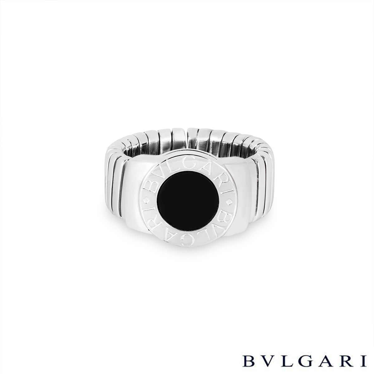 Bvlgari Bvlgari White Gold Onyx Tubogas Ring