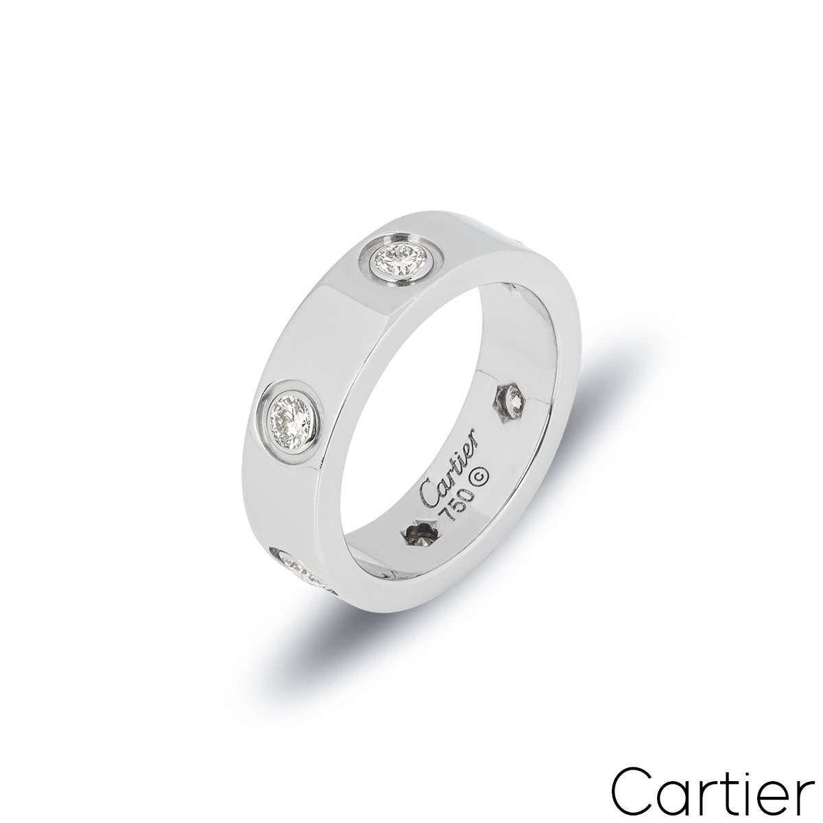 Cartier White Gold Full Diamond Love Ring Size 51 B4026000