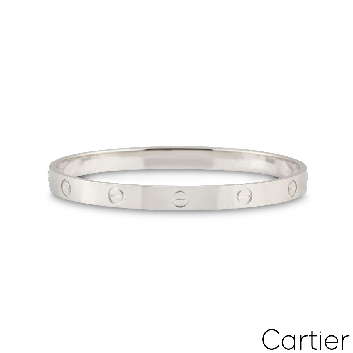 Cartier White Gold Plain Love Bracelet Size 16 B6035416