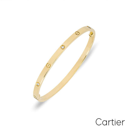 Cartier Yellow Gold Half Diamond Sm Love Bracelet Size 16 B6047216