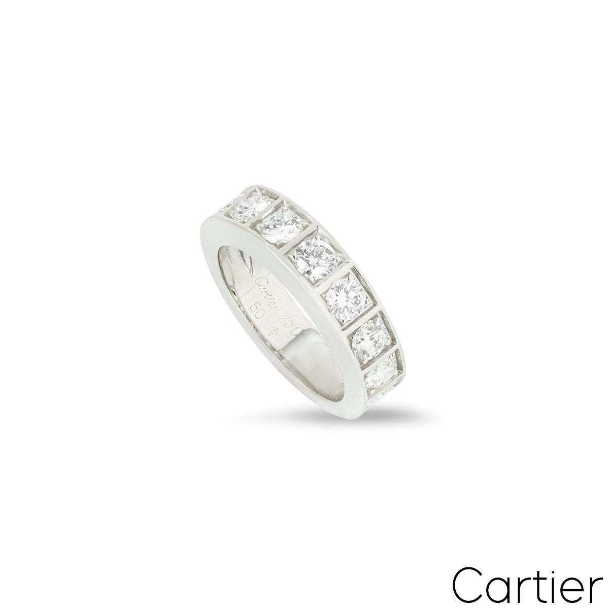 Cartier White Gold Half Diamond Love Ring Size 49 B4032500