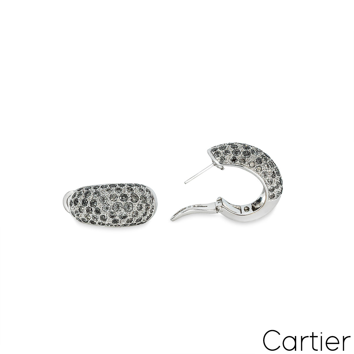 Cartier Sauvage Metissage White Gold Grey Diamond Bombe Earrings