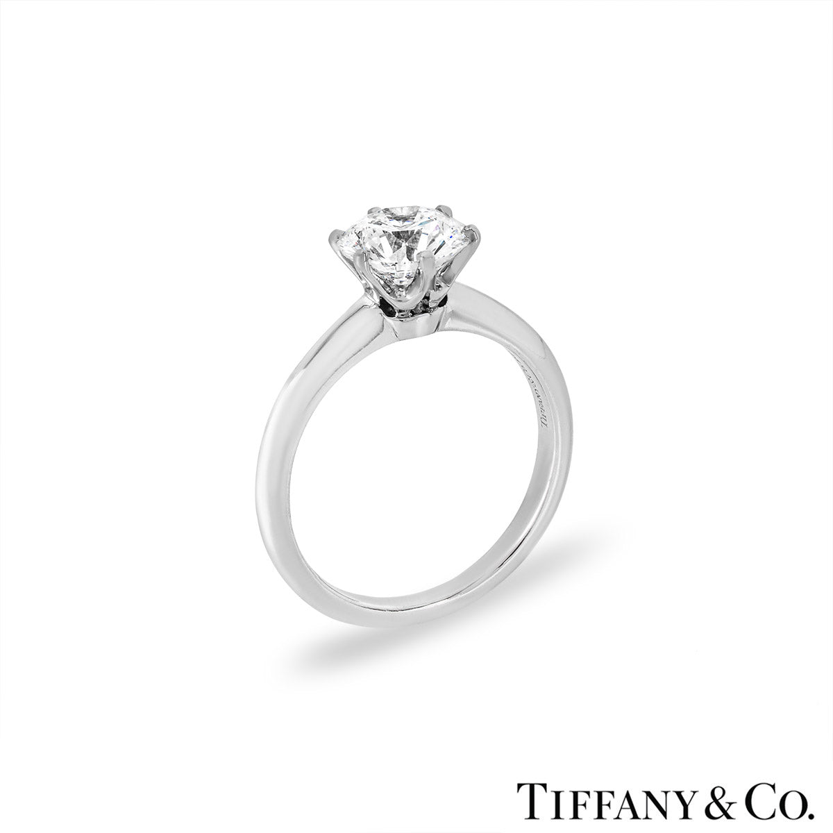 Tiffany & Co. Platinum Round Brilliant Cut Diamond Setting Ring 1.53CT E/VVS1