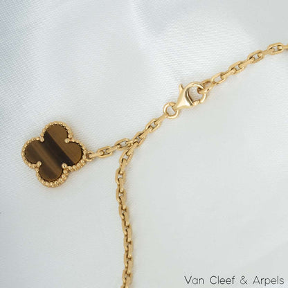 Van Cleef & Arpels Yellow Gold Magic Alhambra Carnelian & Tigers Eye Necklace VCARN5JP00