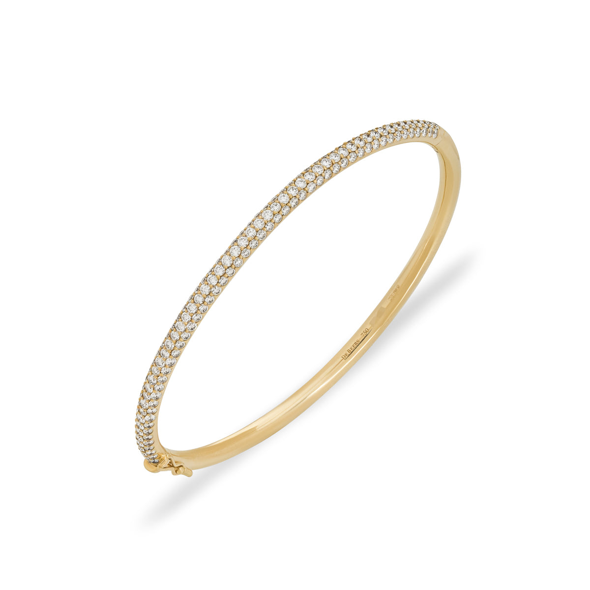 De Beers Rare Yellow Gold Classic Diamond Three Row Bangle