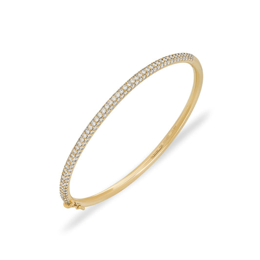 De Beers Rare Yellow Gold Classic Diamond Three Row Bangle