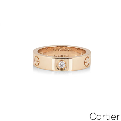 Cartier Rose Gold Half Diamond Love Ring Size 50 B4087500