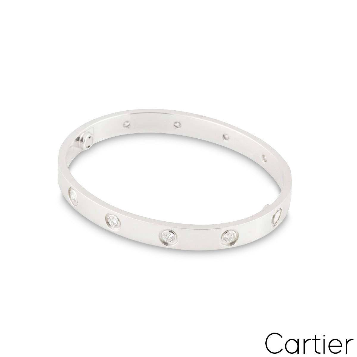 Cartier White Gold Full Diamond Love Bracelet Size 18 B6040718