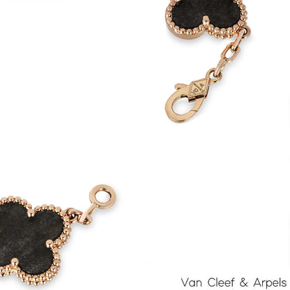 Van Cleef & Arpels Rose Gold Obsidian Vintage Alhambra 5 Motif Bracelet VCARP75600