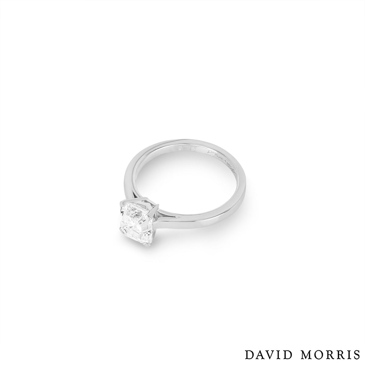 David Morris Platinum Emerald Cut Ring 1.73CT D/VS2