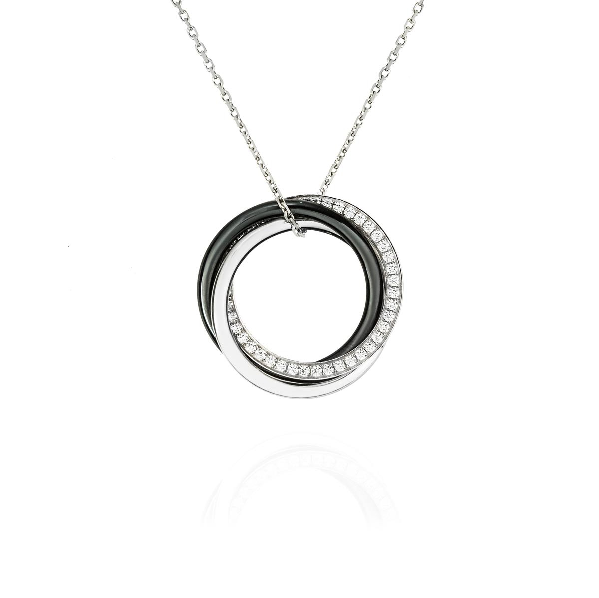 Cartier White Gold Diamond And Ceramic Trinity Necklace B3045500