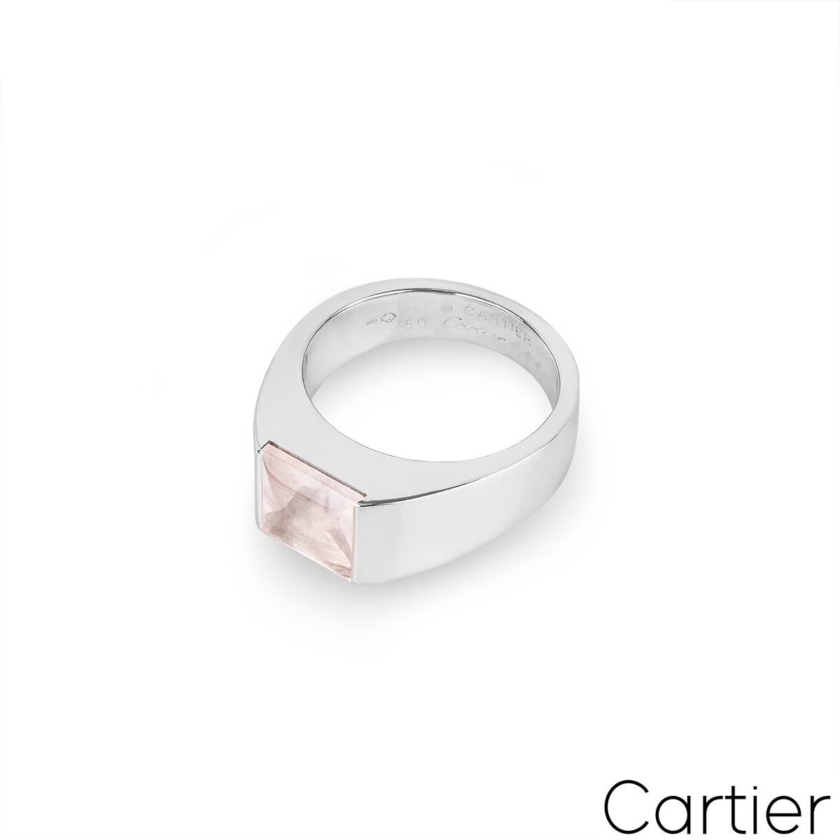 Cartier White Gold Rose Quartz Tank Ring