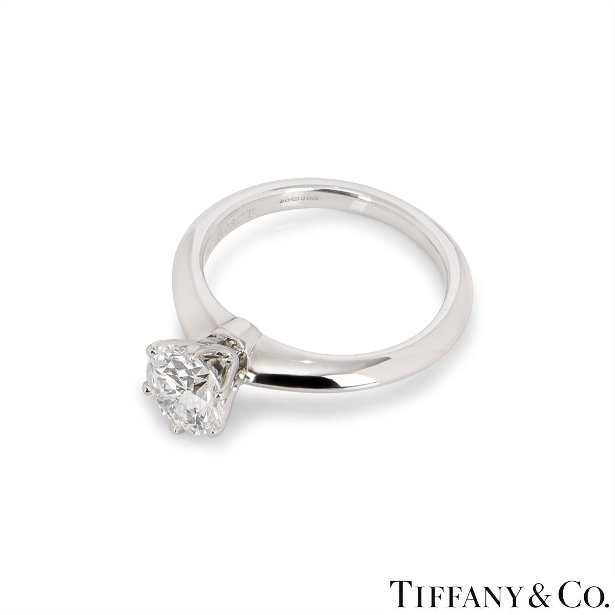 Tiffany & Co. Platinum Round Brilliant Cut Diamond Setting Ring 1.08CT H/VS2 Xxx