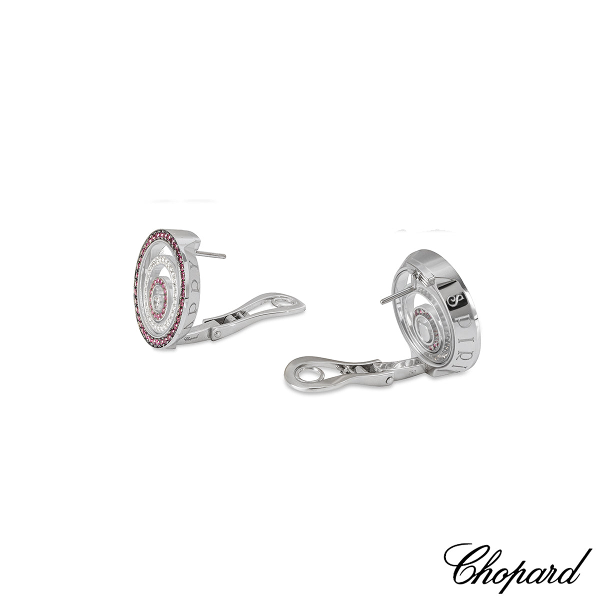 Chopard White Gold Ruby & Diamond Happy Spirit Earrings 84/5425-1002