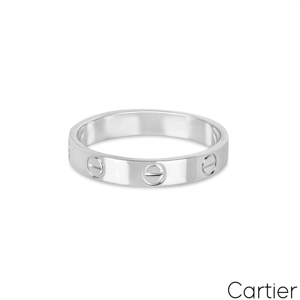 Cartier White Gold Plain Love Wedding Band Size 52 B4085100