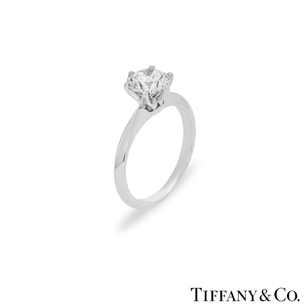 Tiffany & Co. Platinum Round Brilliant Cut Diamond Setting Ring 1.09CT D/if