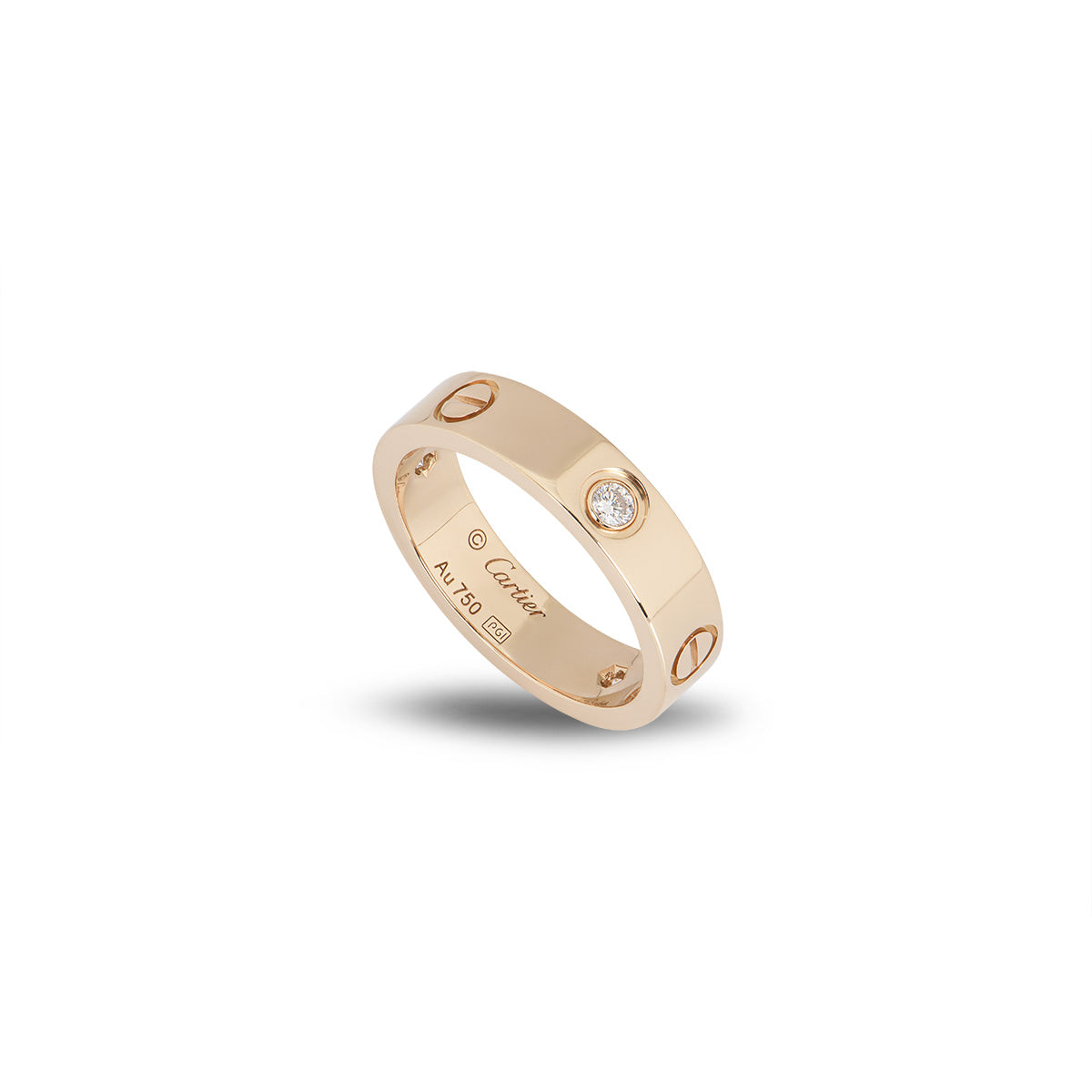 Cartier Rose Gold Half Diamond Love Ring Size 54 B4087500