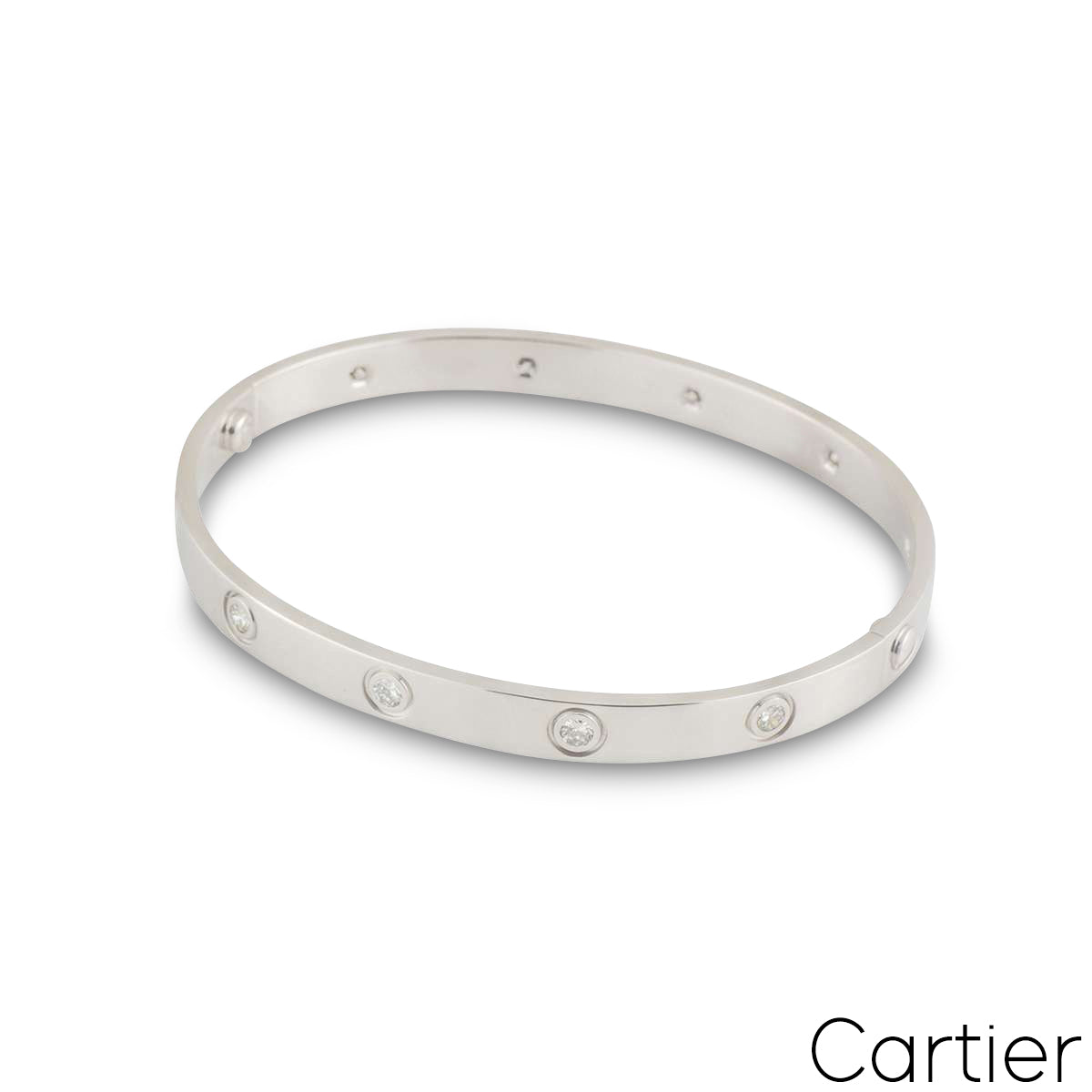 Cartier White Gold Full Diamond Love Bracelet Size 18 B6040718