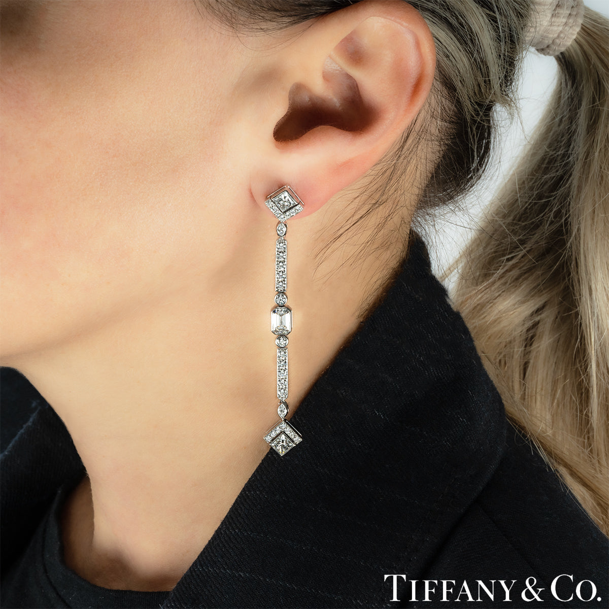 Tiffany & Co. Platinum Diamond Drop Earrings