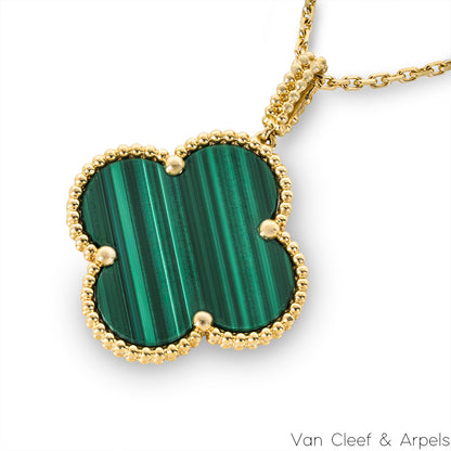 Van Cleef & Arpels Yellow Gold Malachite Magic Alhambra Long Necklace VCARO3MG00