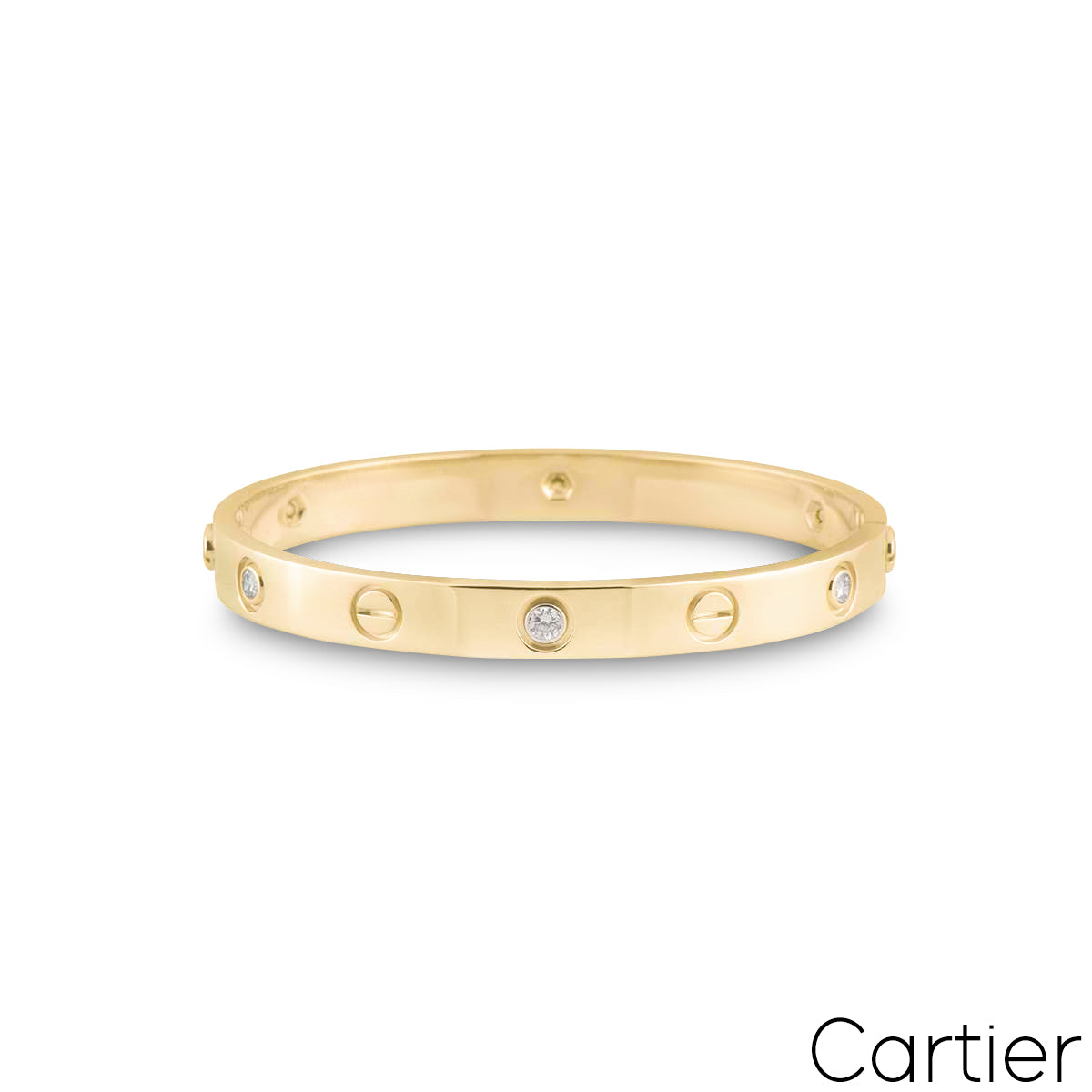 Cartier Yellow Gold Half Diamond Love Bracelet Size 16 B6035916