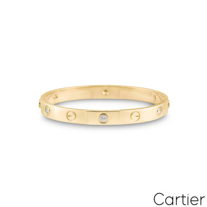 Cartier Yellow Gold Half Diamond Love Bracelet Size 16 B6035916