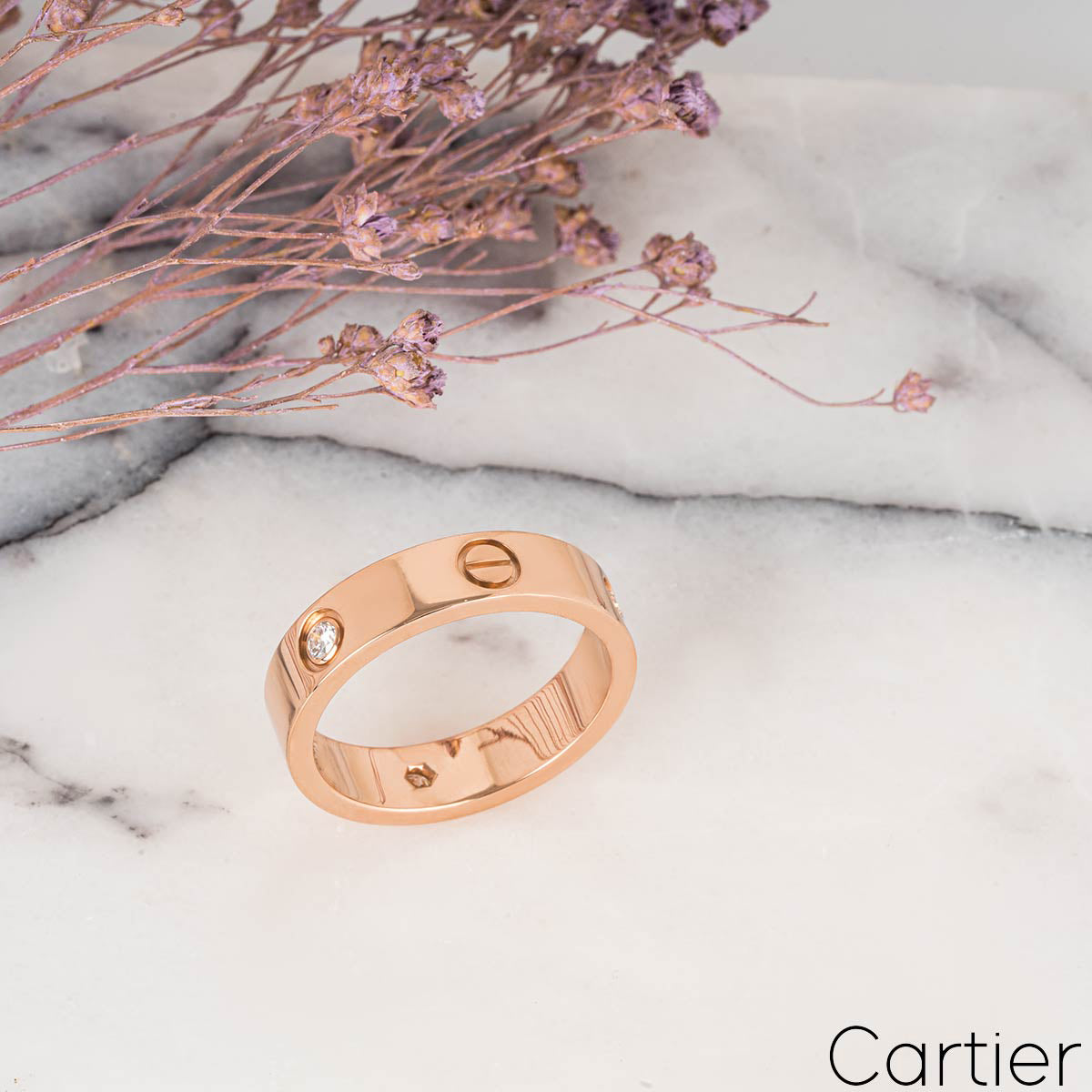 Cartier Rose Gold Half Diamond Love Ring Size 50 B4087500