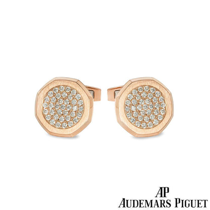 Audemars Piguet Rose Gold & Diamond Set Royal Oak Cufflinks