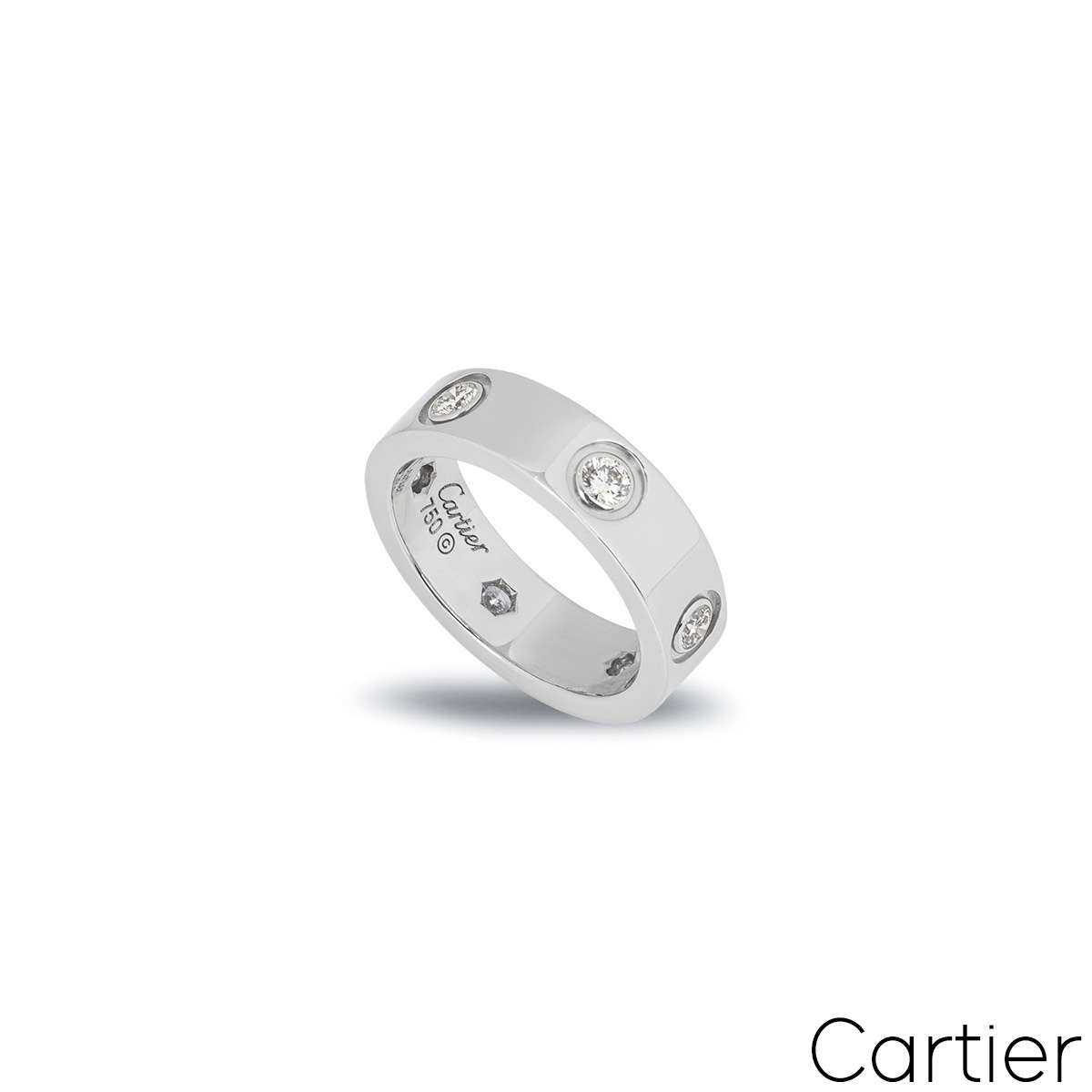 Cartier White Gold Full Diamond Love Ring Size 51 B4026000