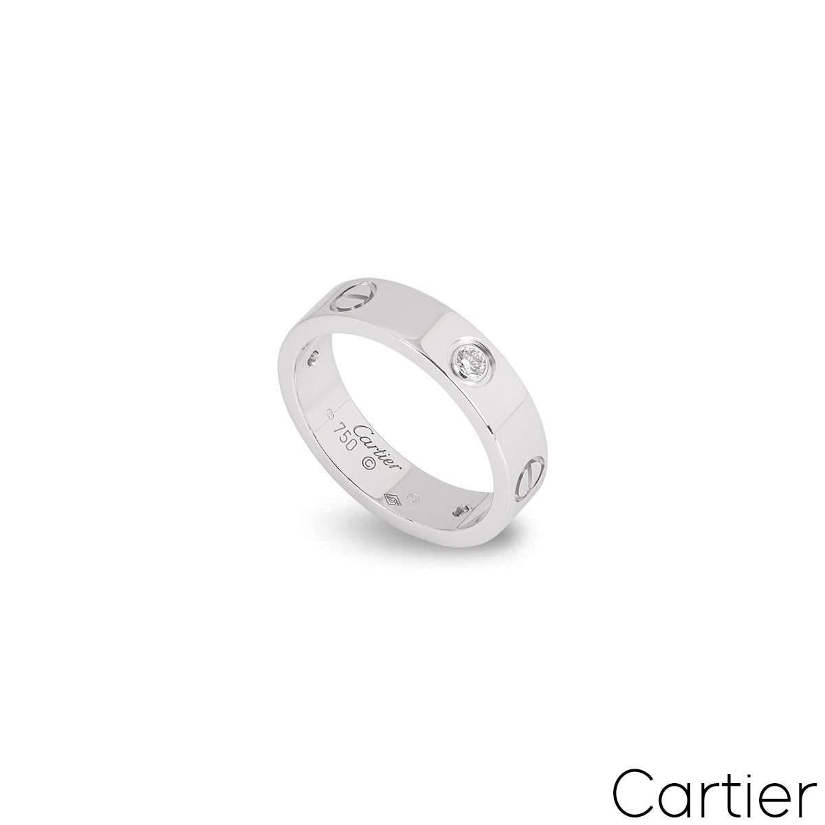 Cartier White Gold Half Diamond Love Ring Size 49 B4032500