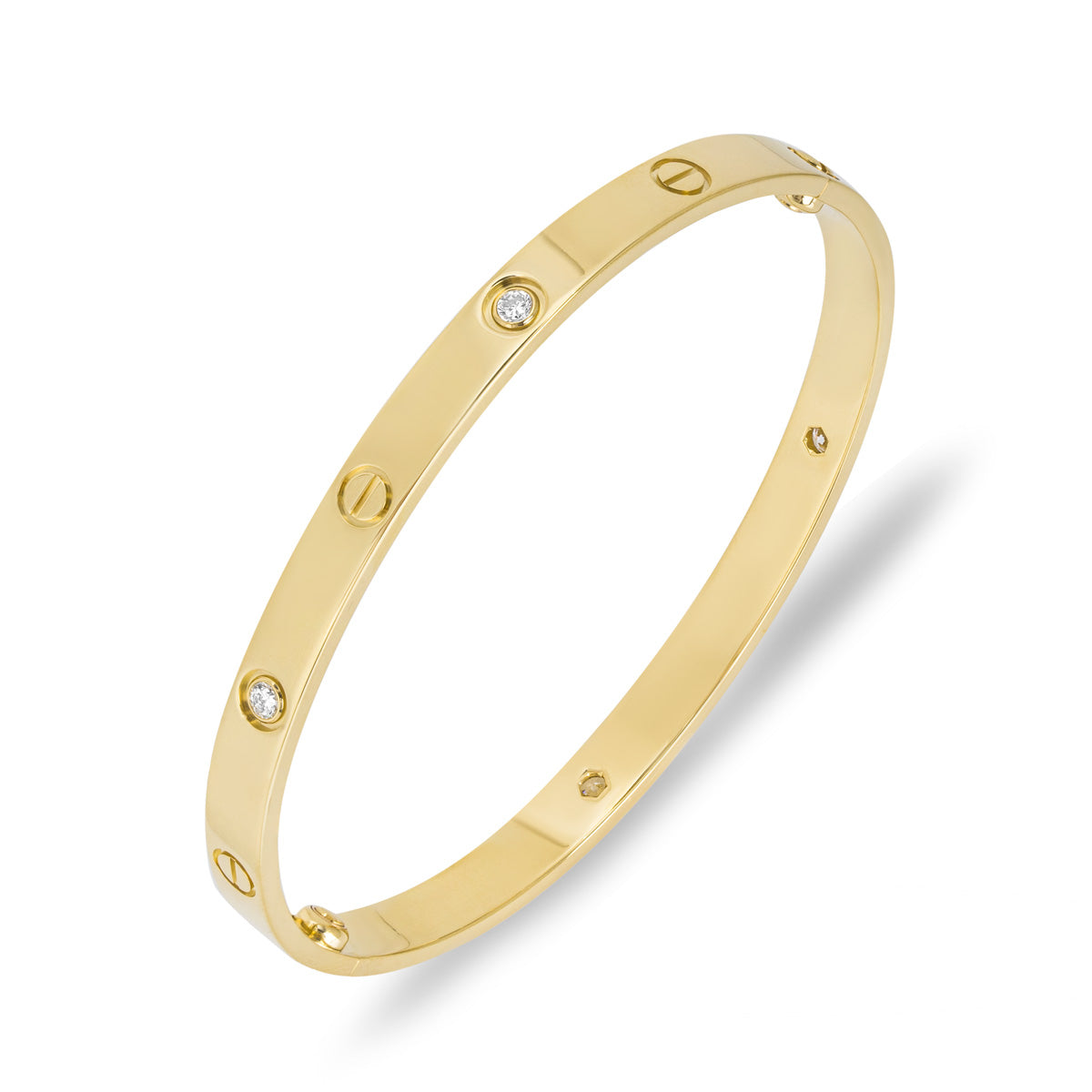 Cartier Yellow Gold Half Diamond Love Bracelet Size 20 B6035920