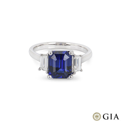 White Gold Royal Blue Sapphire & Diamond Ring 3.04CT