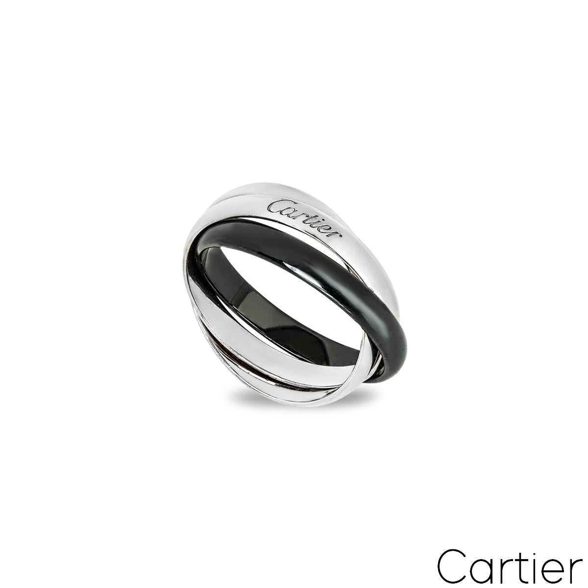 Cartier White Gold And Ceramic Trinity De Cartier Ring Size 63 B4234100