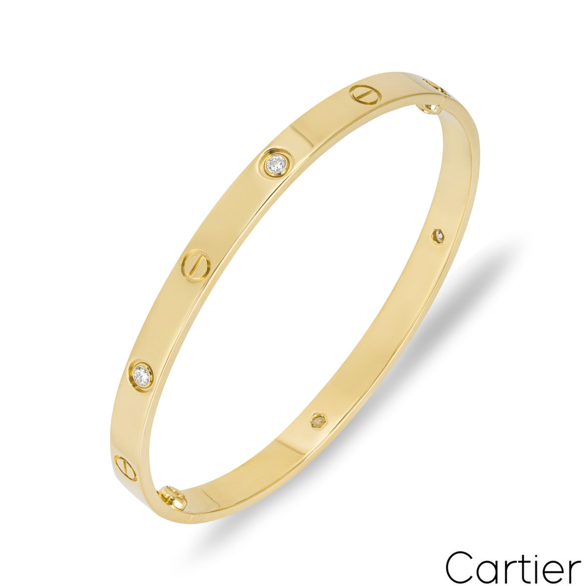 Cartier Yellow Gold Half Diamond Love Bracelet Size 20 B6035920