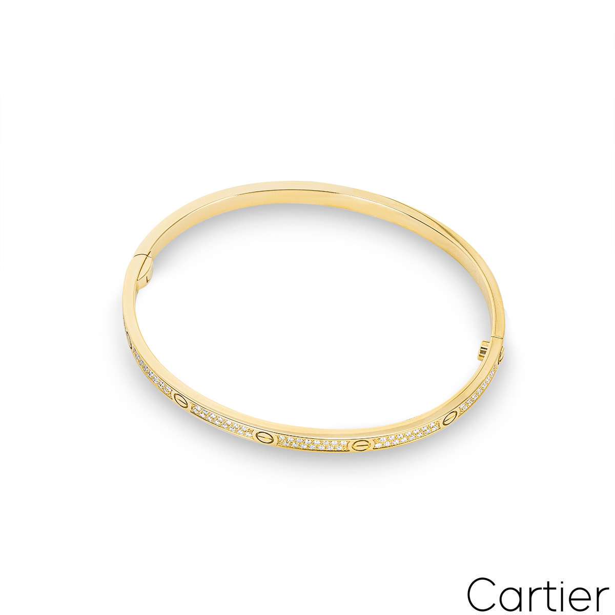 Cartier Yellow Gold Pave Diamond Sm Love Bracelet Size 18 N6710618