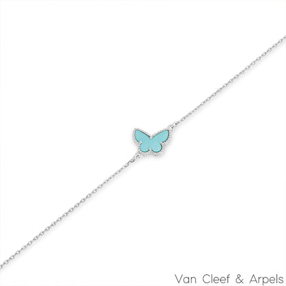 Van Cleef & Arpels White Gold Turquoise Sweet Butterflies Alhambra Bracelet VCARF80400