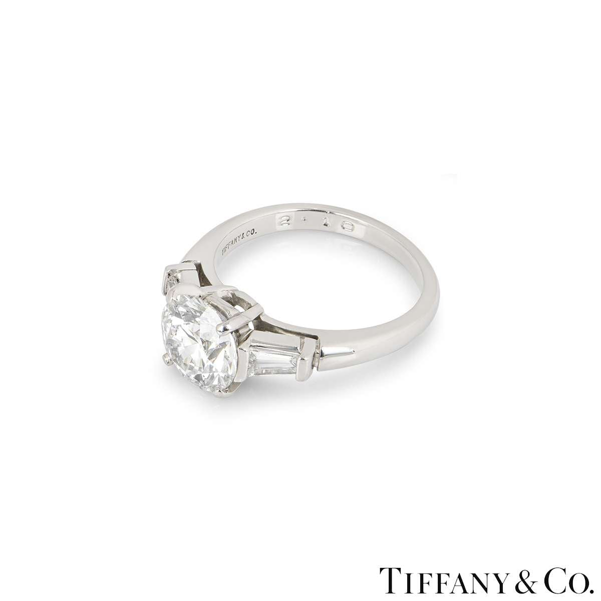 Tiffany & Co. Platinum Round Brilliant Cut Diamond Three Stone Ring 2.10CT E/VS1