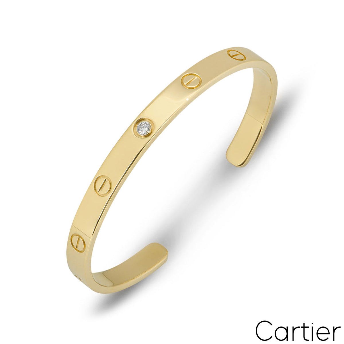 Cartier Yellow Gold Diamond Cuff Love Bracelet Size 19 B6029819