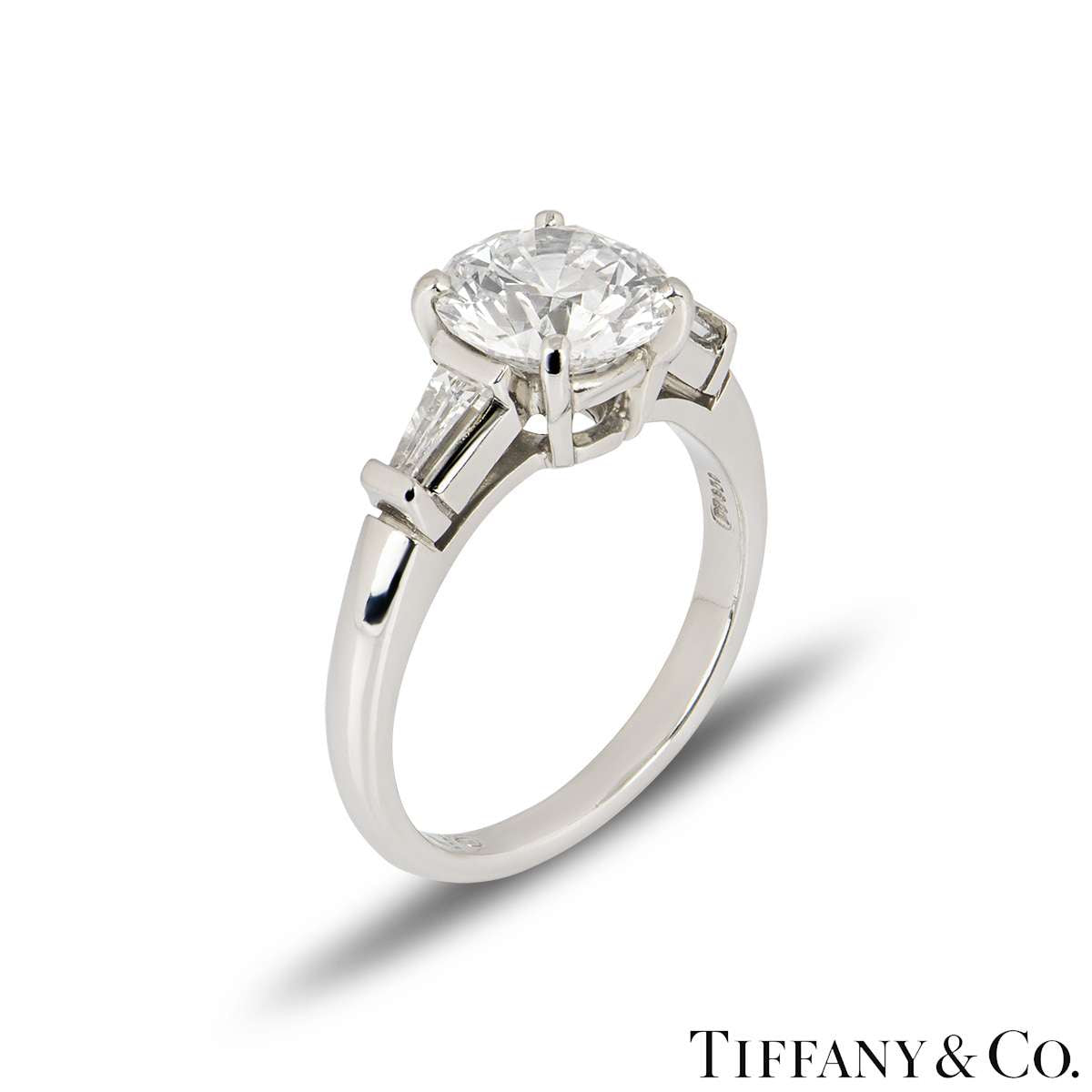 Tiffany & Co. Platinum Round Brilliant Cut Diamond Three Stone Ring 2.10CT E/VS1