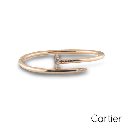 Cartier Rose Gold Diamond Juste Un Clou Bracelet Size 16 B6048516