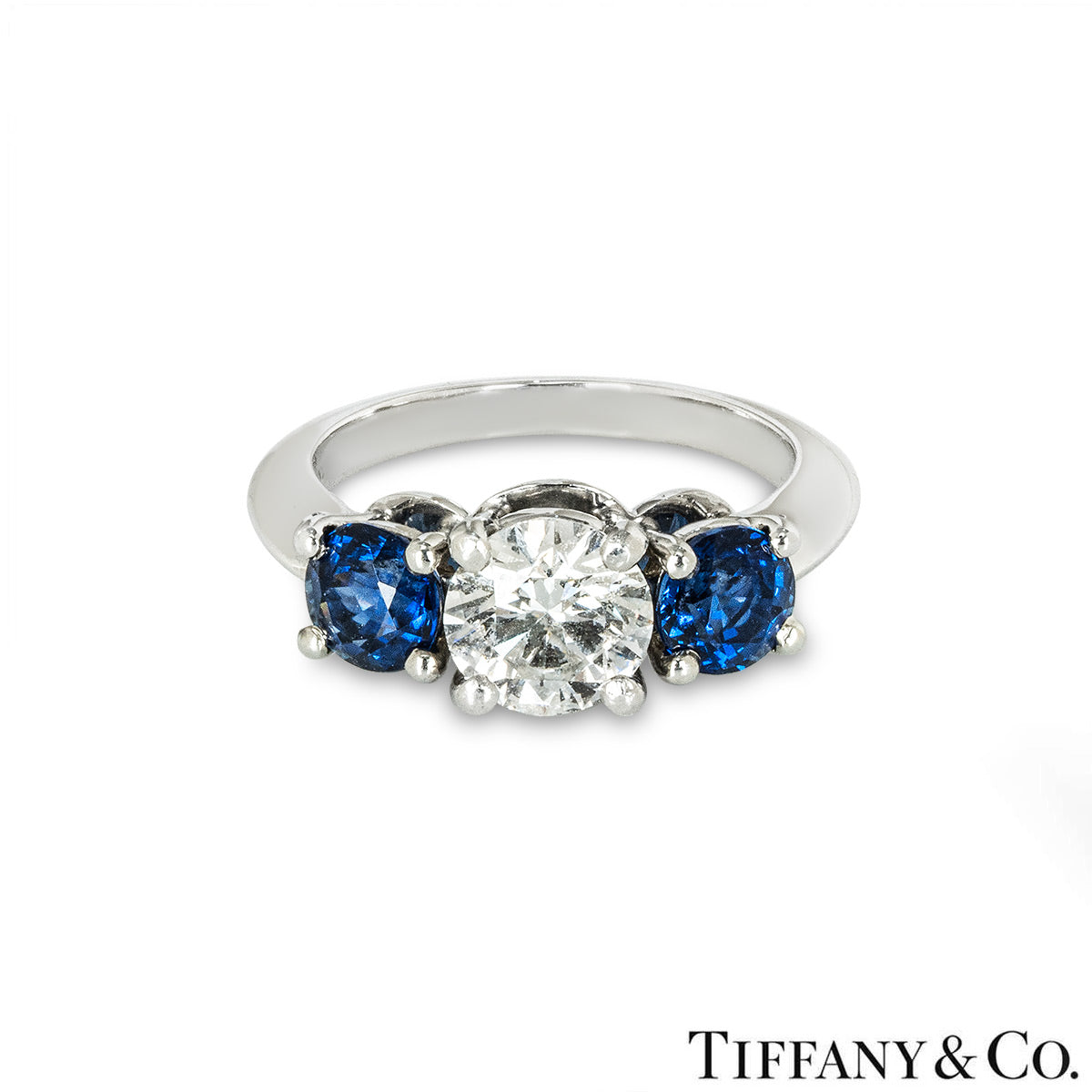 Tiffany & Co. Platinum Diamond And Sapphire Ring 1.06CT E/VS1