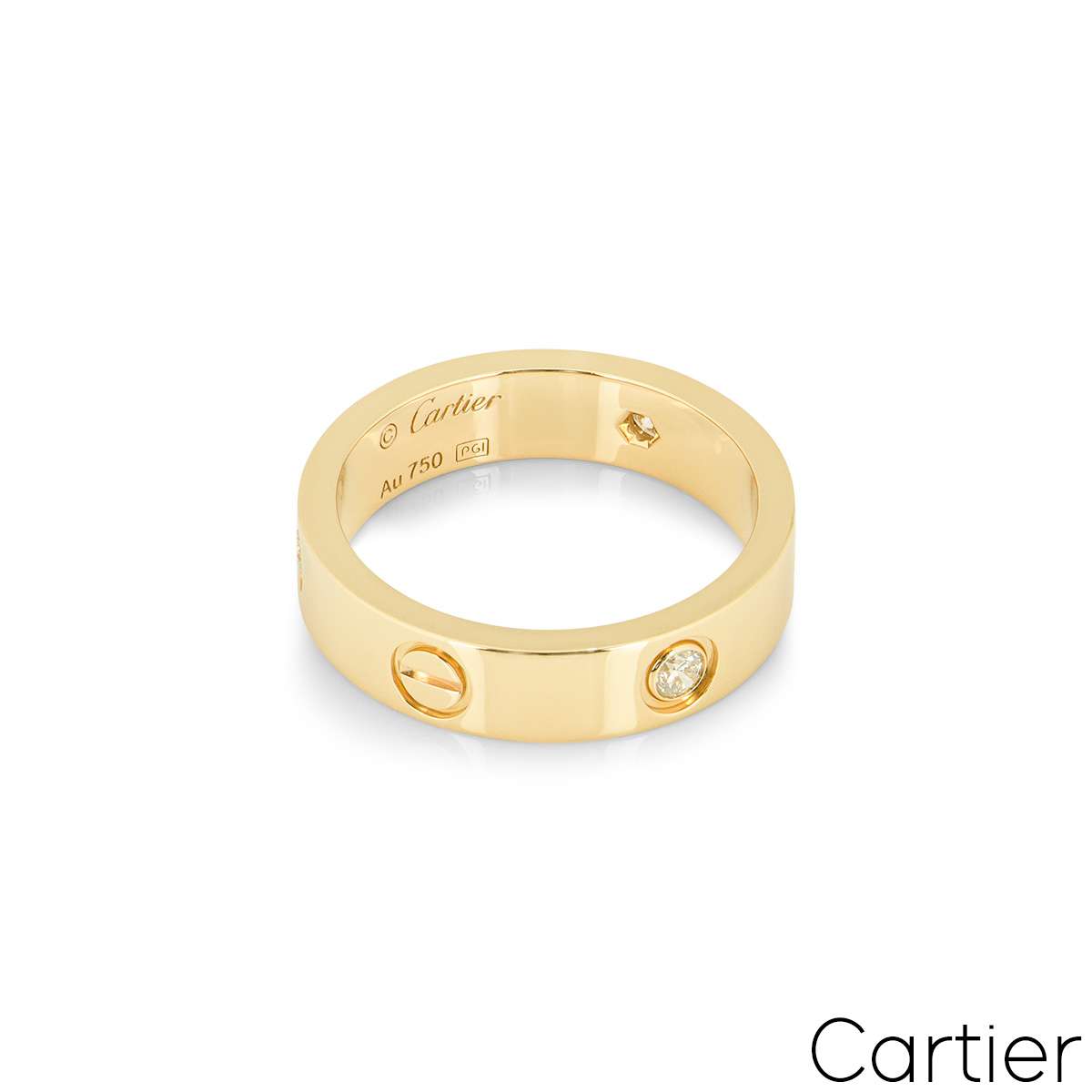 Cartier Yellow Gold Half Diamond Love Ring Size 49 B4032400